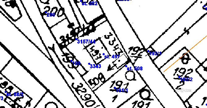 Parcela st. 497 v KÚ Medlov u Uničova, Katastrální mapa