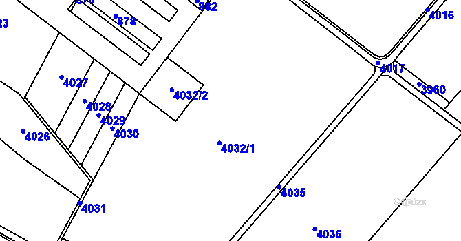 Parcela st. 4032 v KÚ Medlov u Uničova, Katastrální mapa
