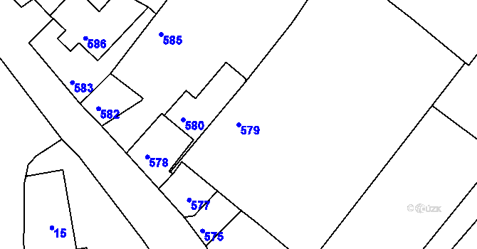Parcela st. 579 v KÚ Medlov u Uničova, Katastrální mapa