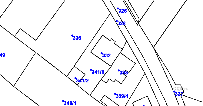 Parcela st. 332 v KÚ Medlov u Uničova, Katastrální mapa
