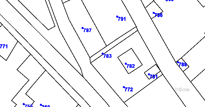 Parcela st. 783 v KÚ Medlov u Uničova, Katastrální mapa
