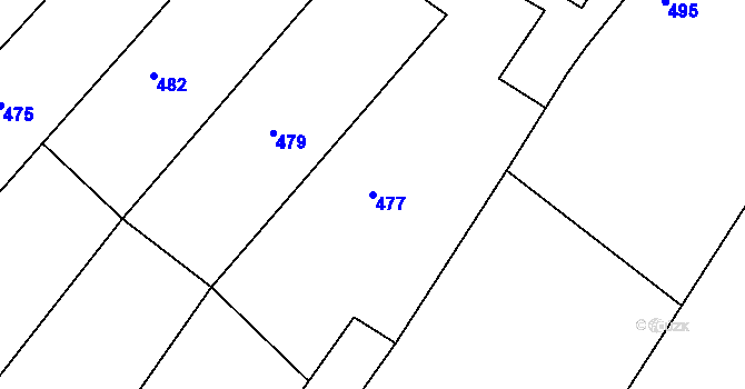 Parcela st. 477 v KÚ Medlov u Uničova, Katastrální mapa