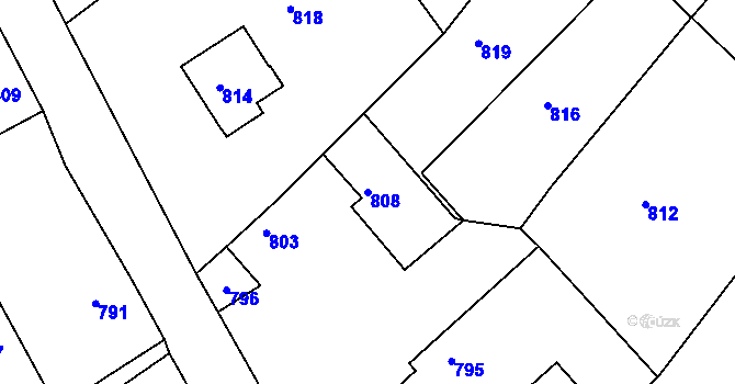 Parcela st. 808 v KÚ Medlov u Uničova, Katastrální mapa
