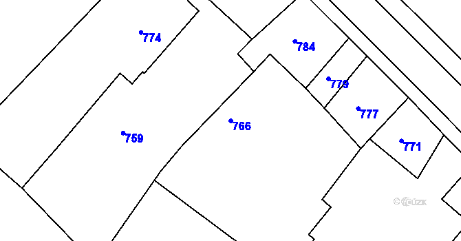 Parcela st. 766 v KÚ Medlov u Uničova, Katastrální mapa