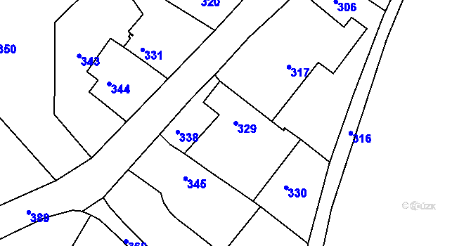 Parcela st. 329 v KÚ Medlov u Uničova, Katastrální mapa