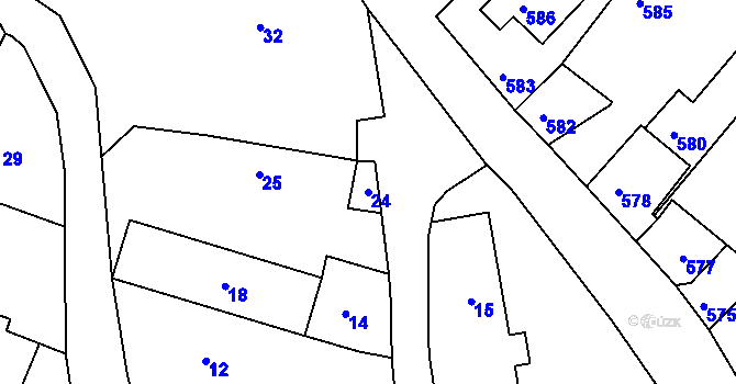 Parcela st. 24 v KÚ Medlov u Uničova, Katastrální mapa