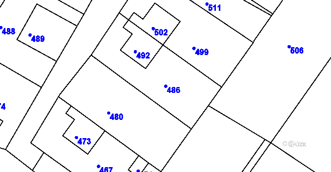 Parcela st. 486 v KÚ Medlov u Uničova, Katastrální mapa