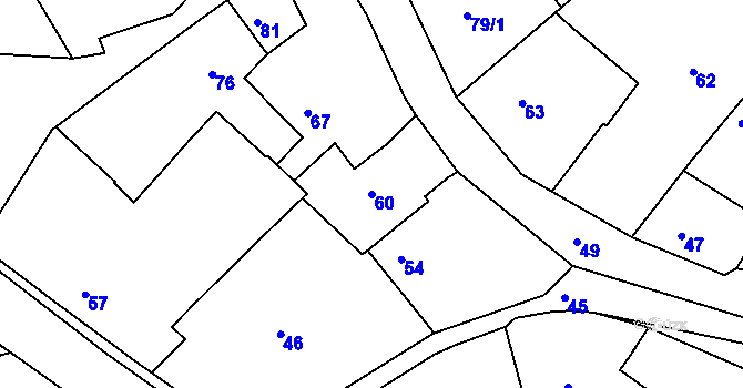 Parcela st. 60 v KÚ Medlov u Uničova, Katastrální mapa