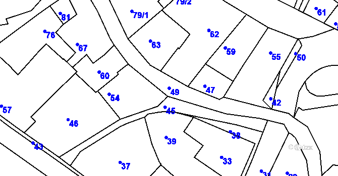 Parcela st. 49 v KÚ Medlov u Uničova, Katastrální mapa