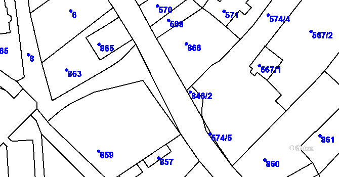 Parcela st. 846 v KÚ Medlov u Uničova, Katastrální mapa