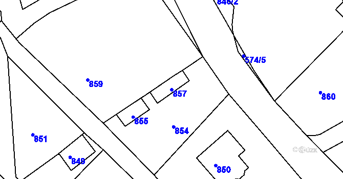 Parcela st. 857 v KÚ Medlov u Uničova, Katastrální mapa