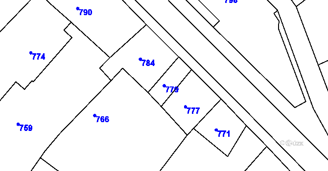 Parcela st. 779 v KÚ Medlov u Uničova, Katastrální mapa