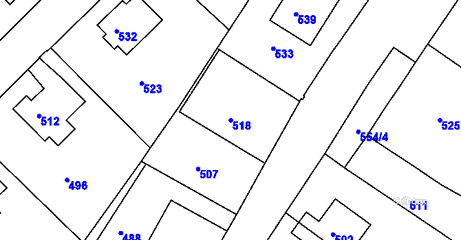 Parcela st. 518 v KÚ Medlov u Uničova, Katastrální mapa