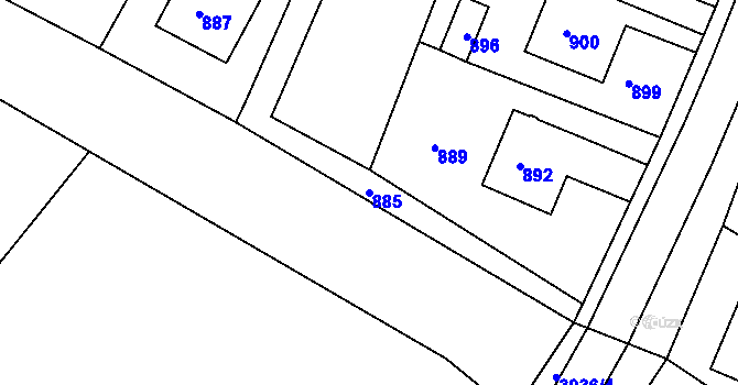 Parcela st. 885 v KÚ Medlov u Uničova, Katastrální mapa