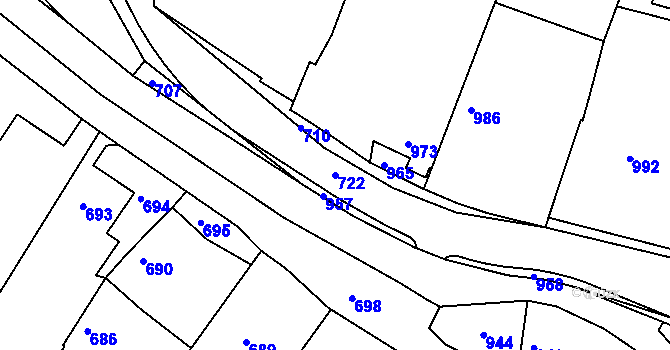 Parcela st. 722 v KÚ Medlov u Uničova, Katastrální mapa