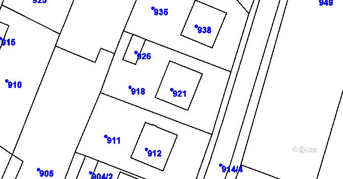 Parcela st. 921 v KÚ Medlov u Uničova, Katastrální mapa