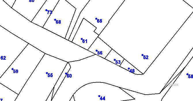 Parcela st. 56 v KÚ Medlov u Uničova, Katastrální mapa