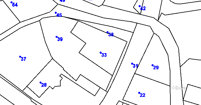 Parcela st. 33 v KÚ Medlov u Uničova, Katastrální mapa