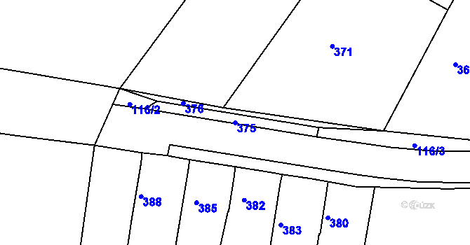 Parcela st. 375 v KÚ Medlov u Uničova, Katastrální mapa