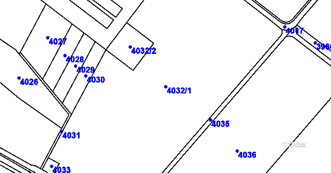 Parcela st. 4032/1 v KÚ Medlov u Uničova, Katastrální mapa
