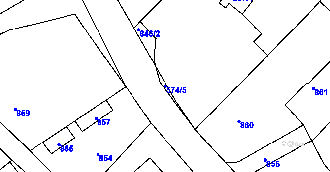 Parcela st. 574/5 v KÚ Medlov u Uničova, Katastrální mapa