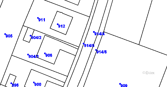 Parcela st. 914/5 v KÚ Medlov u Uničova, Katastrální mapa