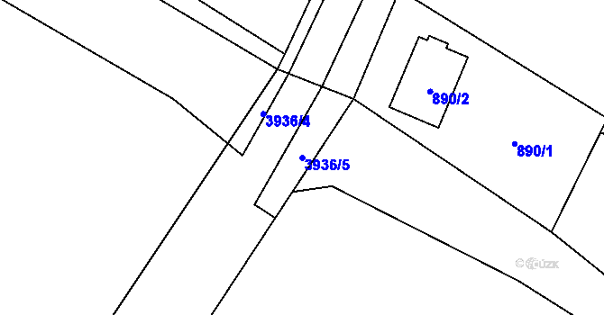 Parcela st. 3936/5 v KÚ Medlov u Uničova, Katastrální mapa