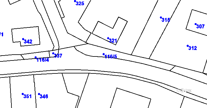 Parcela st. 116/5 v KÚ Medlov u Uničova, Katastrální mapa