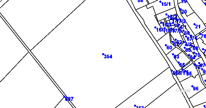 Parcela st. 354 v KÚ Zadní Újezd, Katastrální mapa