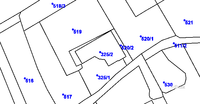 Parcela st. 325/2 v KÚ Zadní Újezd, Katastrální mapa