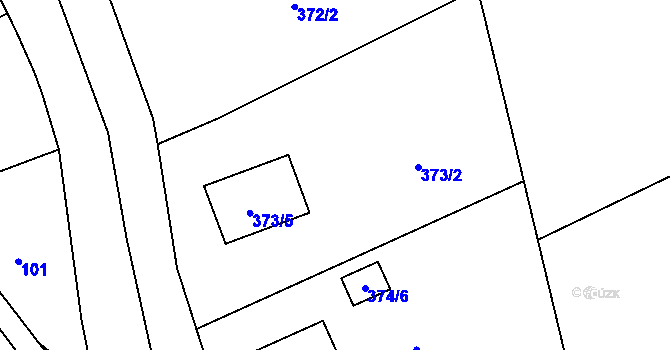 Parcela st. 373/2 v KÚ Zadní Újezd, Katastrální mapa
