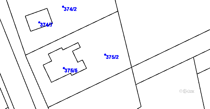 Parcela st. 375/2 v KÚ Zadní Újezd, Katastrální mapa