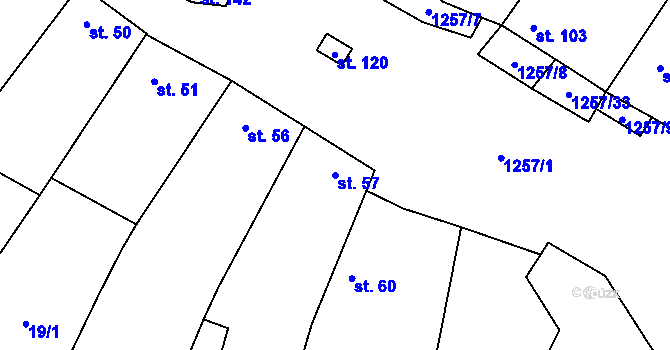 Parcela st. 57 v KÚ Medlovice u Uherského Hradiště, Katastrální mapa