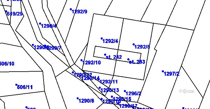 Parcela st. 242 v KÚ Medlovice u Uherského Hradiště, Katastrální mapa