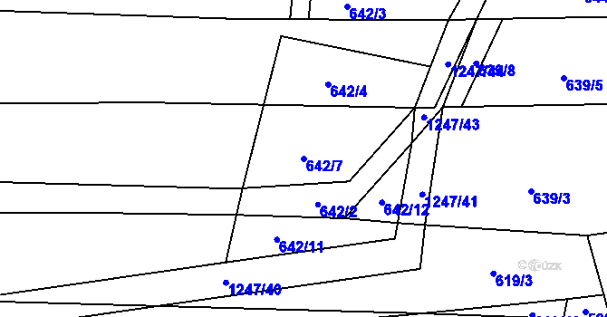 Parcela st. 642/7 v KÚ Medlovice u Uherského Hradiště, Katastrální mapa