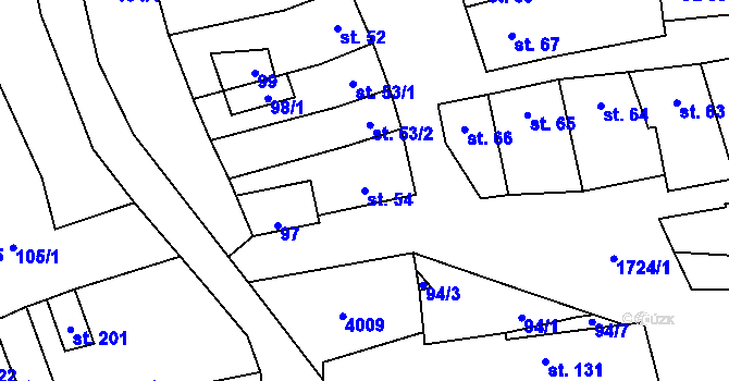 Parcela st. 54 v KÚ Medlovice, Katastrální mapa