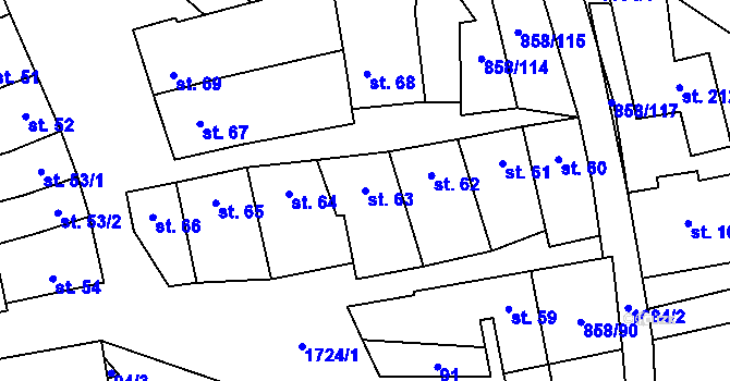 Parcela st. 63 v KÚ Medlovice, Katastrální mapa