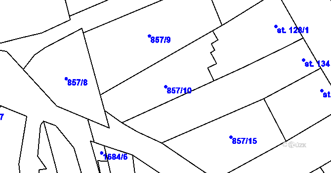 Parcela st. 857/10 v KÚ Medlovice, Katastrální mapa