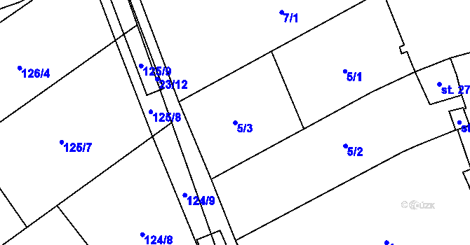 Parcela st. 5/3 v KÚ Medlovice, Katastrální mapa