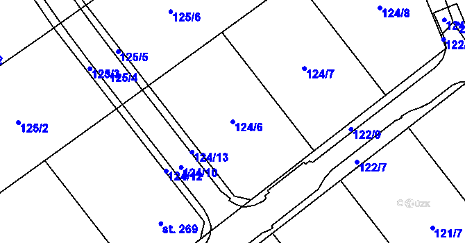 Parcela st. 124/6 v KÚ Medlovice, Katastrální mapa