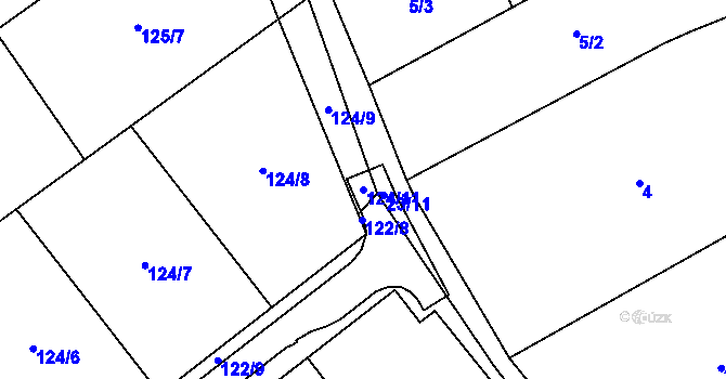 Parcela st. 124/11 v KÚ Medlovice, Katastrální mapa