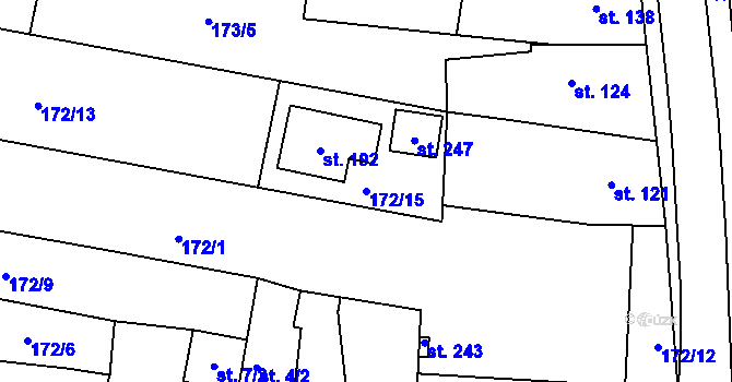 Parcela st. 172/15 v KÚ Medlovice, Katastrální mapa
