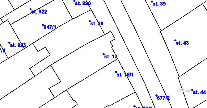 Parcela st. 17 v KÚ Rybníček, Katastrální mapa