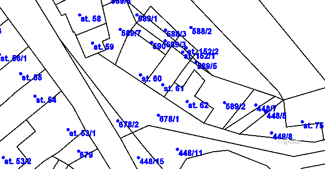 Parcela st. 61 v KÚ Rybníček, Katastrální mapa