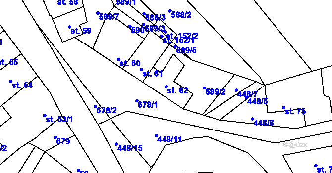 Parcela st. 62 v KÚ Rybníček, Katastrální mapa