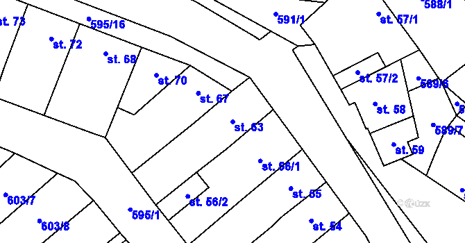 Parcela st. 63 v KÚ Rybníček, Katastrální mapa