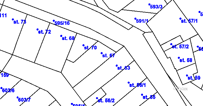 Parcela st. 67 v KÚ Rybníček, Katastrální mapa
