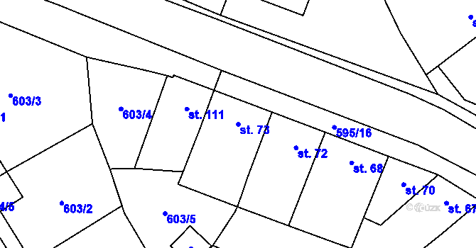 Parcela st. 73 v KÚ Rybníček, Katastrální mapa