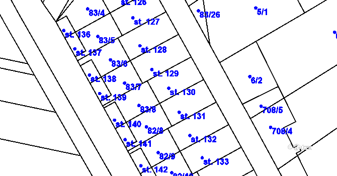 Parcela st. 130 v KÚ Rybníček, Katastrální mapa