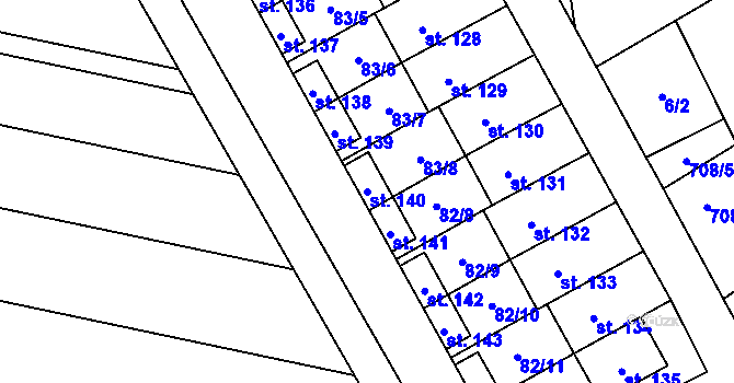 Parcela st. 140 v KÚ Rybníček, Katastrální mapa